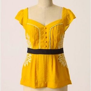 Anthropologie floreat solar peplum embroidered top